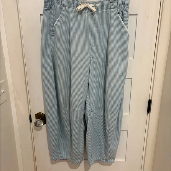 EUC GAP Pull On Barrel Light Blue Striped Pants - Picture 3 of 10